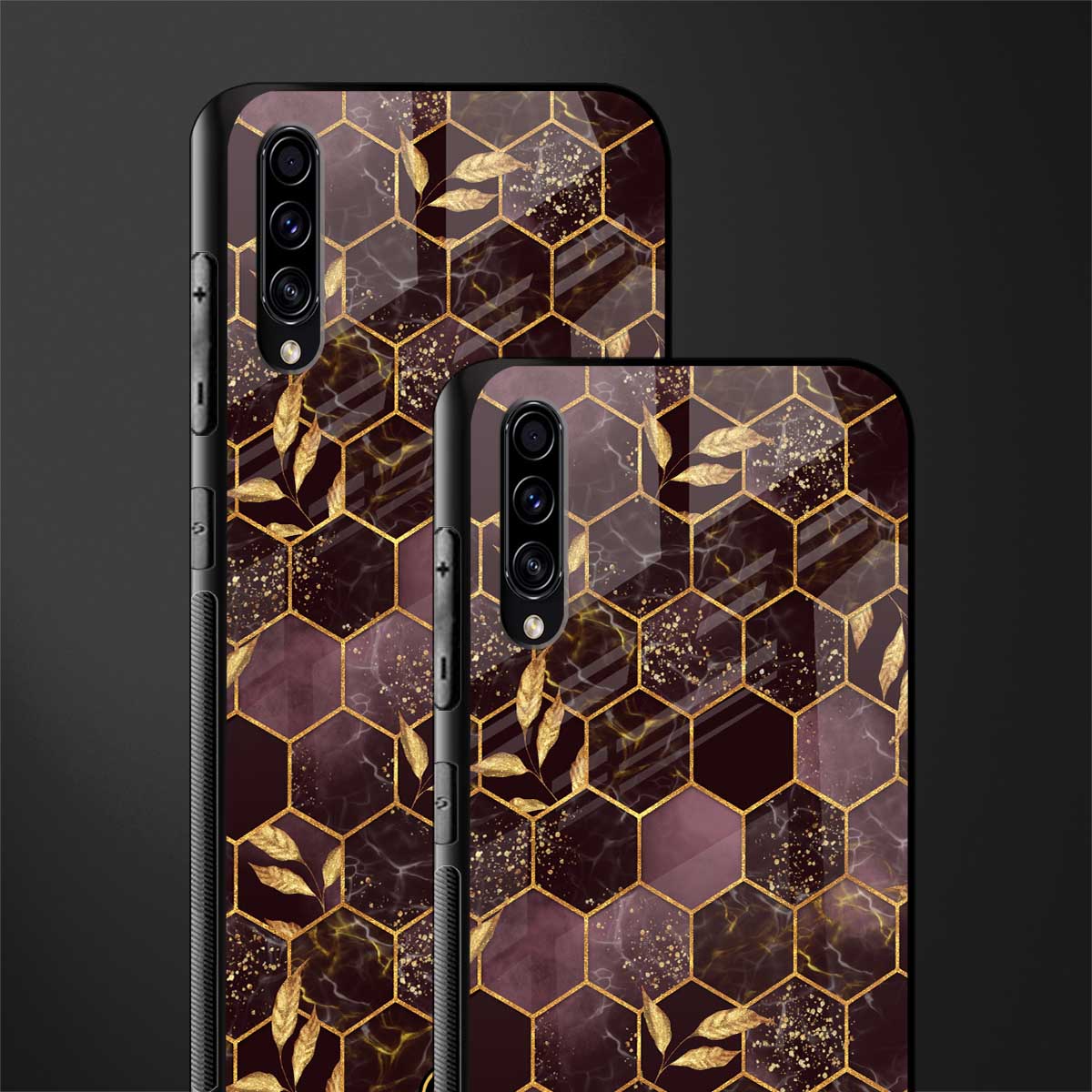 black maroon tile marble glass case for samsung galaxy a70 image-2