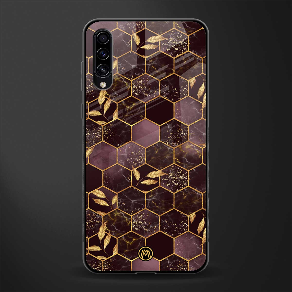 black maroon tile marble glass case for samsung galaxy a70 image