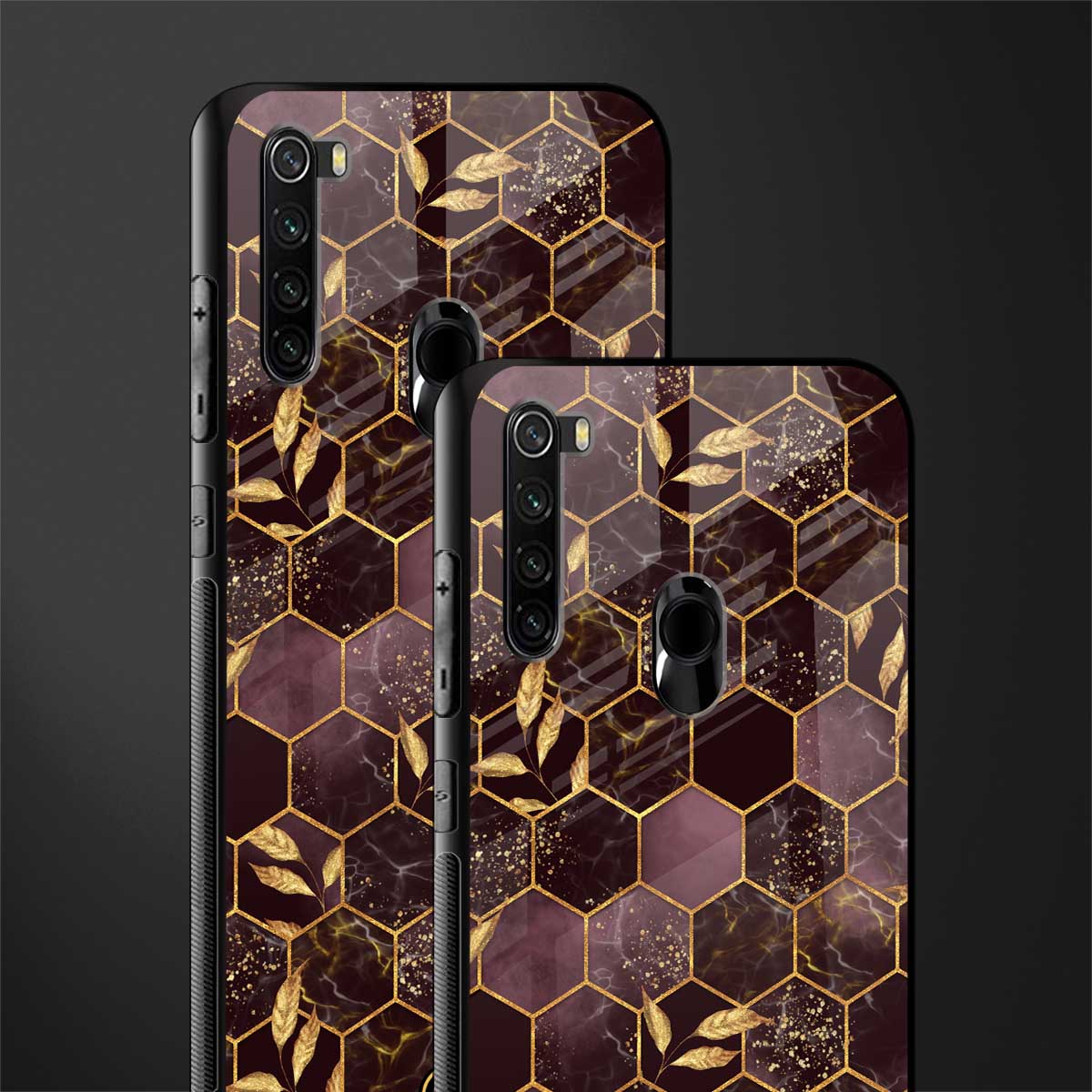 black maroon tile marble glass case for redmi note 8 image-2