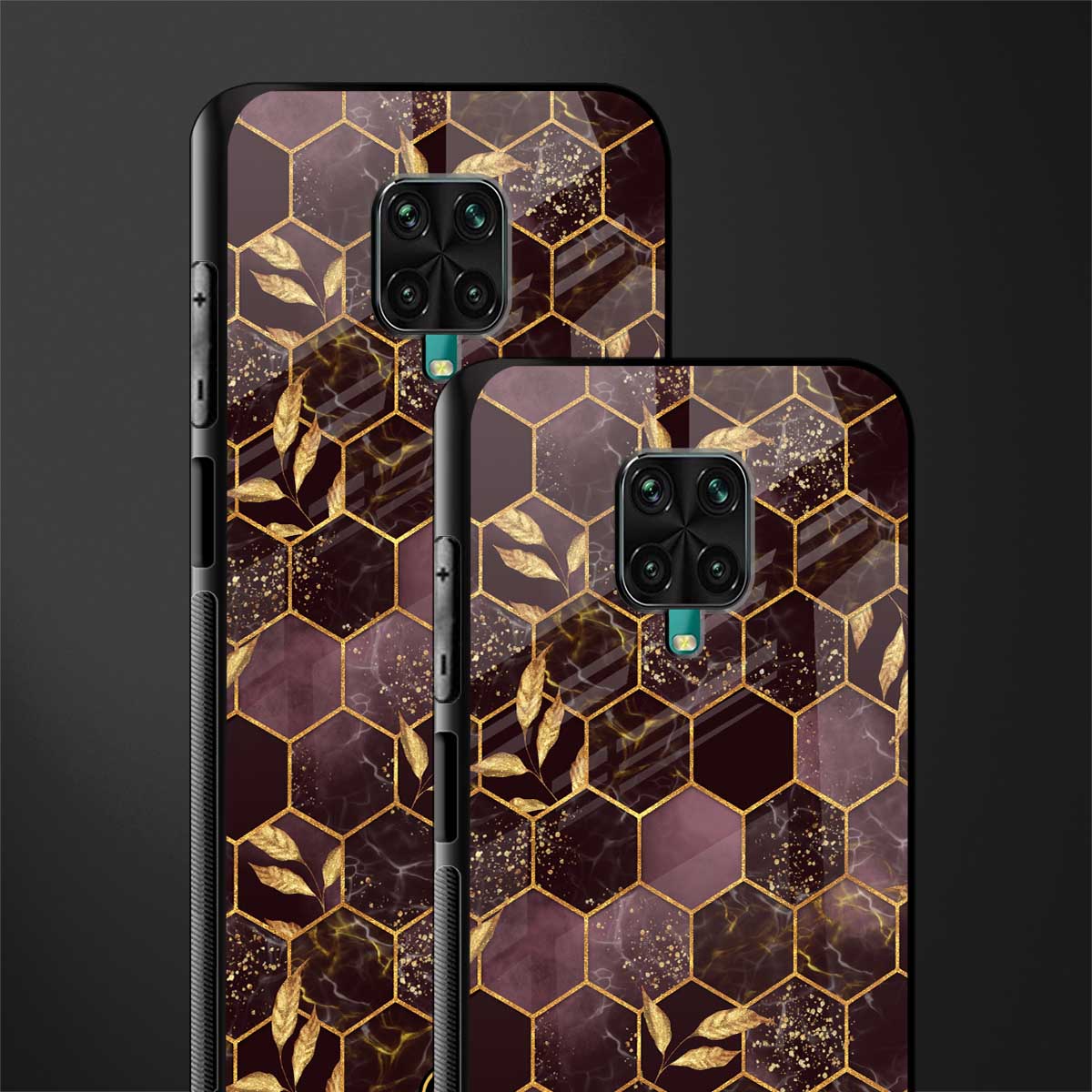 black maroon tile marble glass case for redmi note 9 pro max image-2