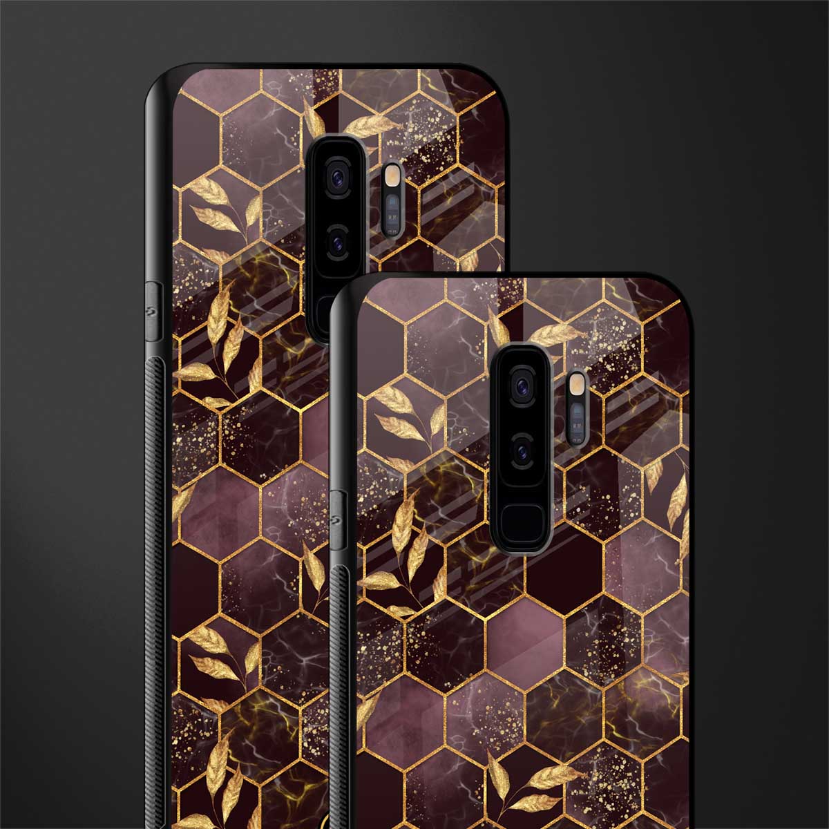 black maroon tile marble glass case for samsung galaxy s9 plus image-2