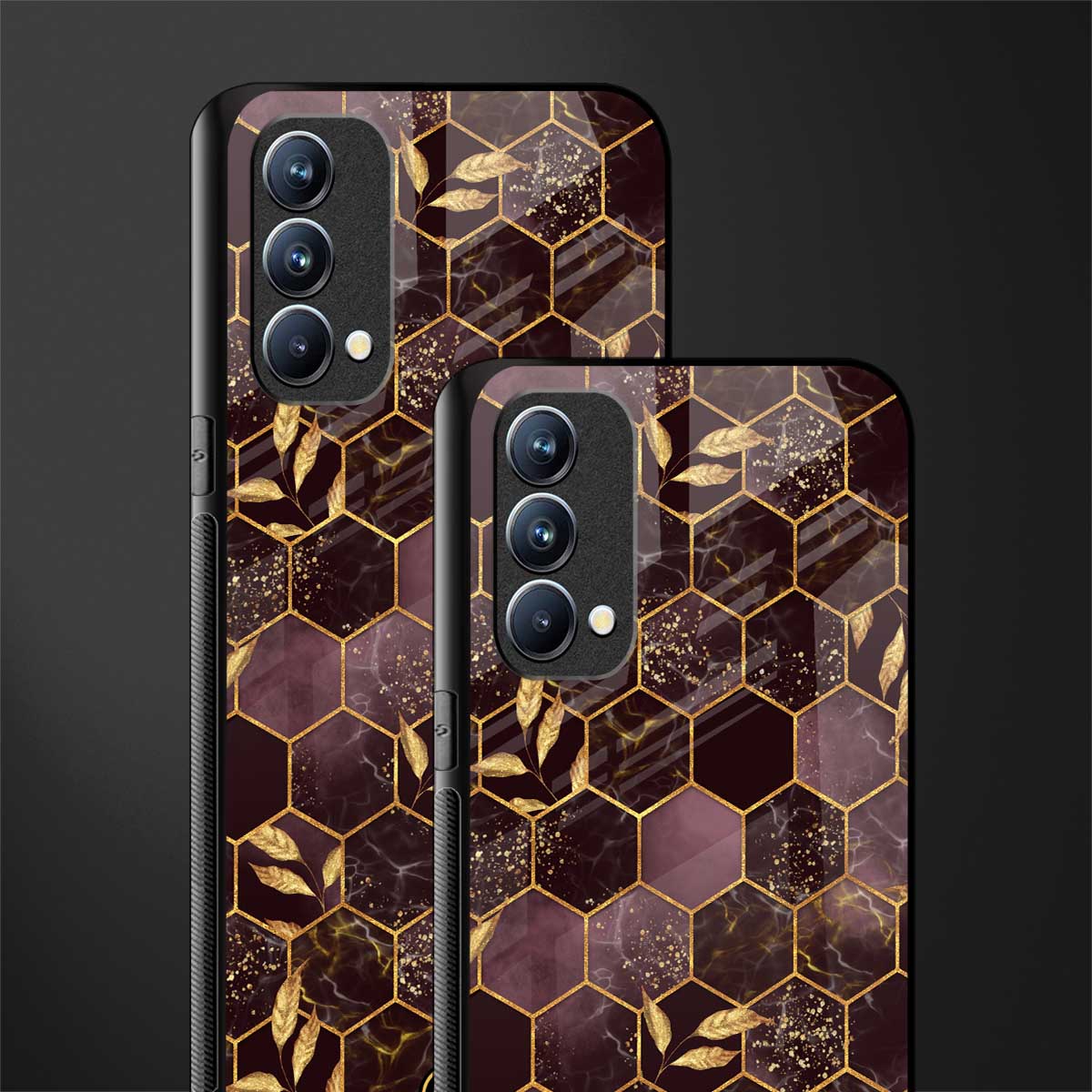 black maroon tile marble glass case for oppo f19 image-2