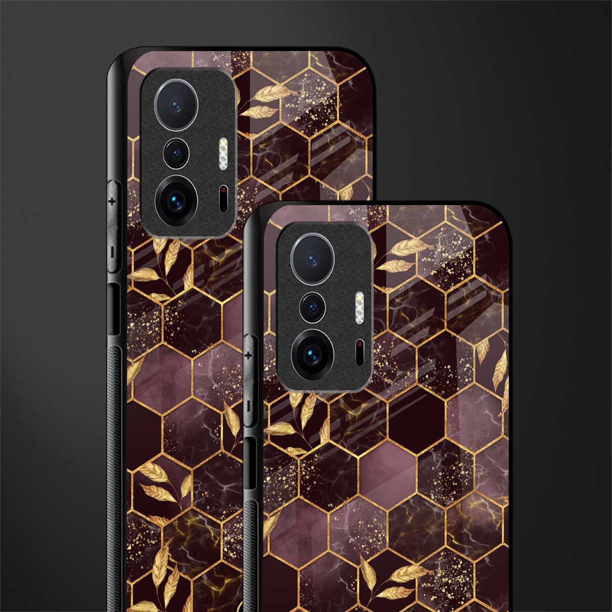 black maroon tile marble glass case for mi 11t pro 5g image-2