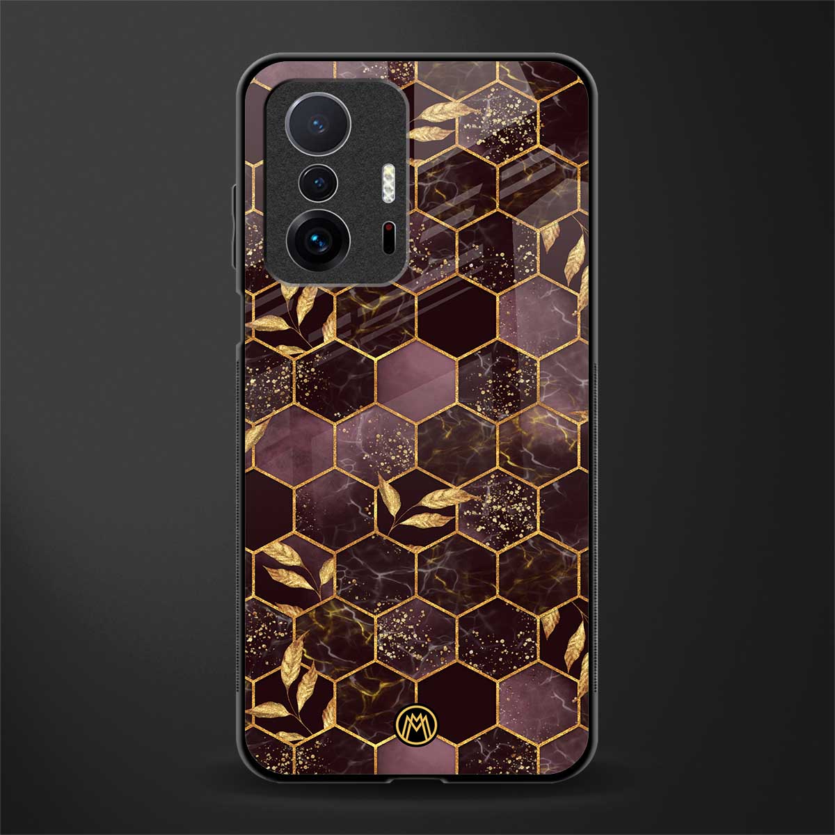 black maroon tile marble glass case for mi 11t pro 5g image