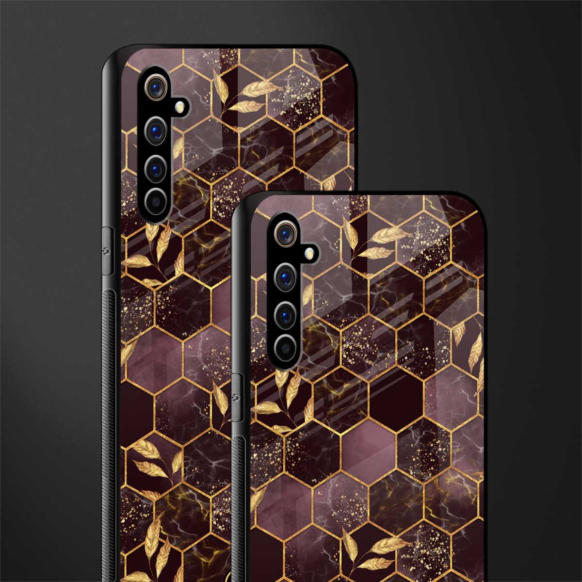 black maroon tile marble glass case for realme x50 pro image-2