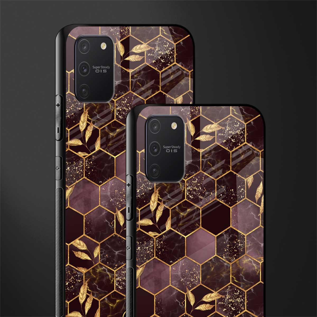black maroon tile marble glass case for samsung galaxy s10 lite image-2