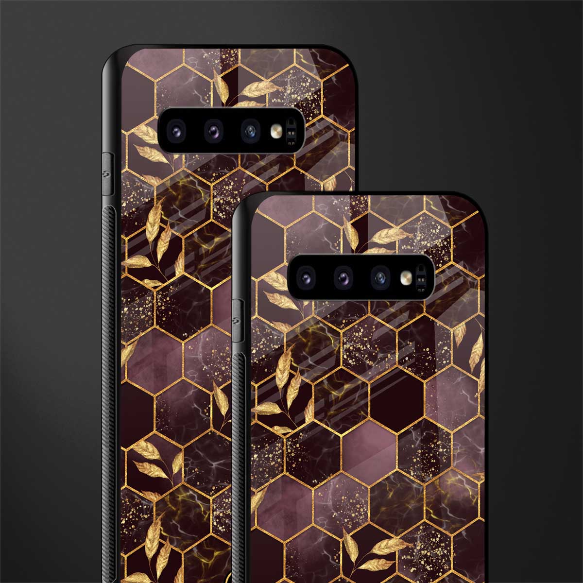 black maroon tile marble glass case for samsung galaxy s10 image-2