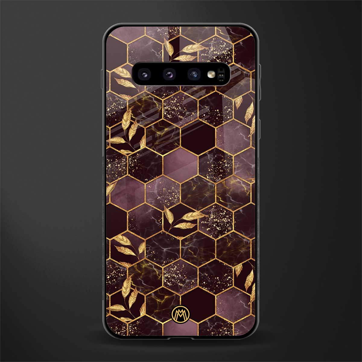 black maroon tile marble glass case for samsung galaxy s10 image
