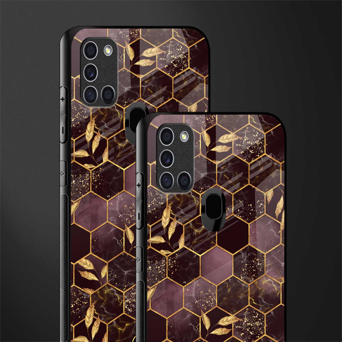 black maroon tile marble glass case for samsung galaxy a21s image-2