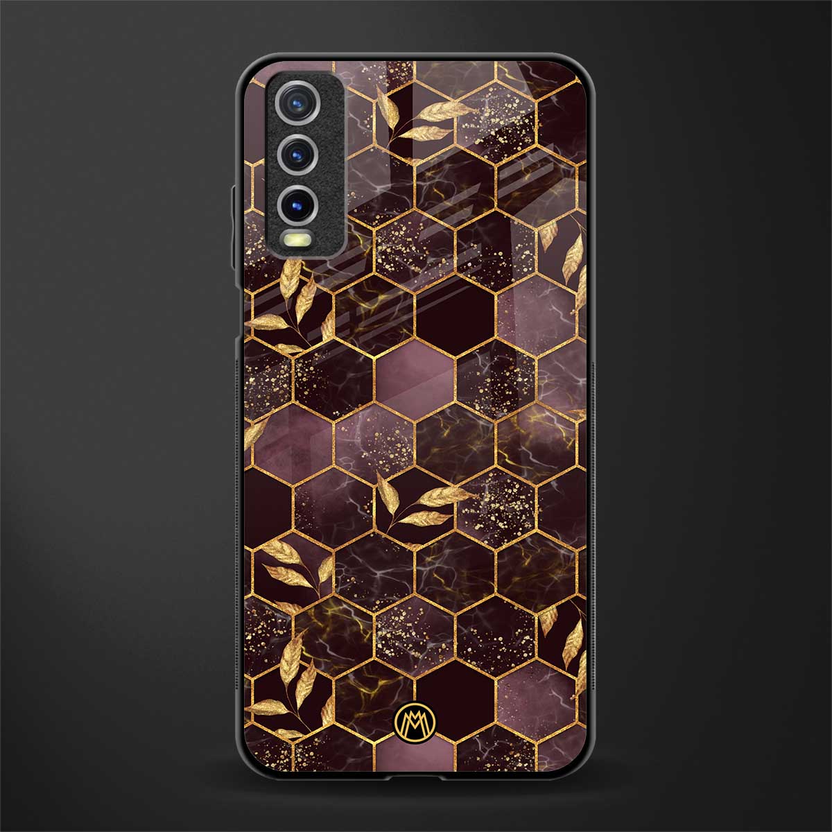 black maroon tile marble glass case for vivo y20 image