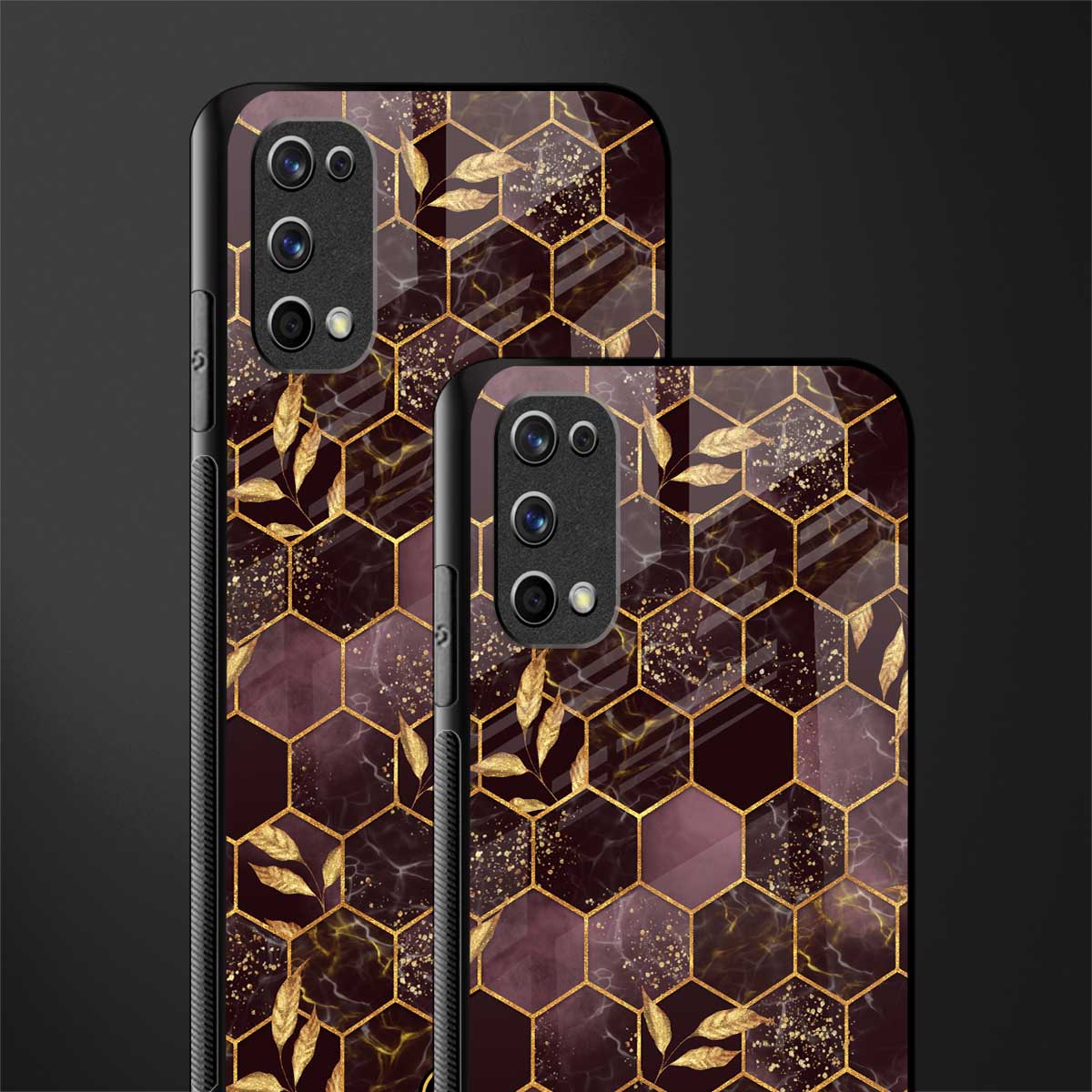 black maroon tile marble glass case for realme 7 pro image-2
