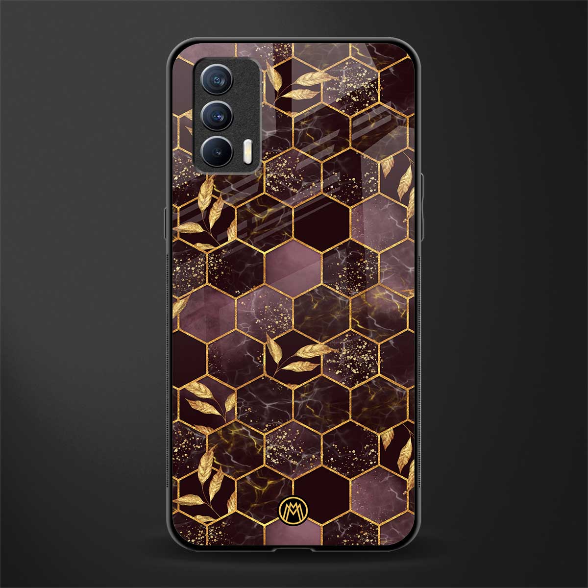 black maroon tile marble glass case for realme x7 image