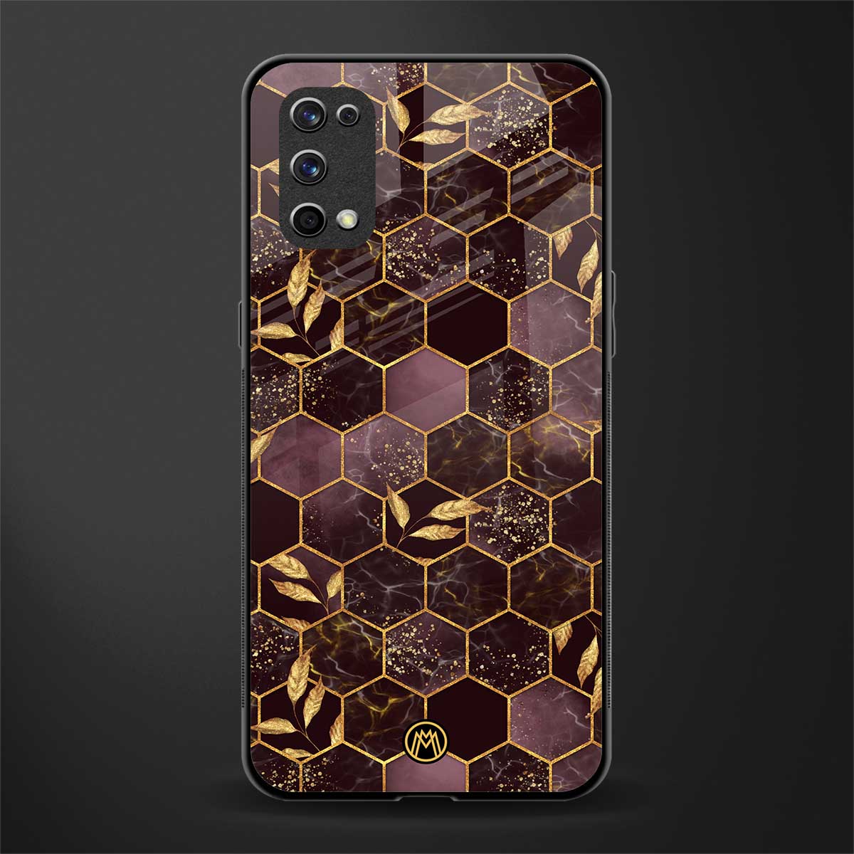 black maroon tile marble glass case for realme x7 pro image