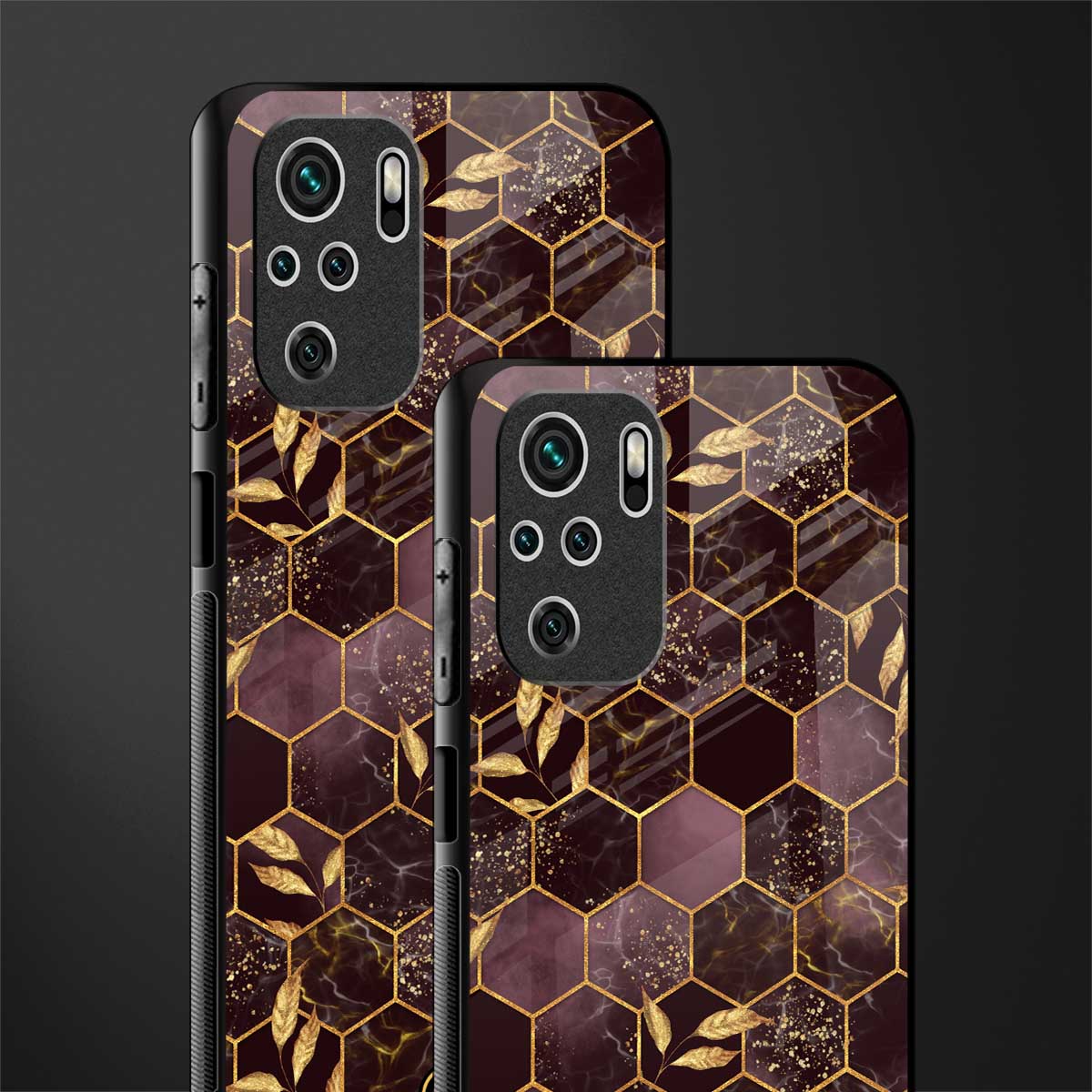 black maroon tile marble glass case for redmi note 10s image-2