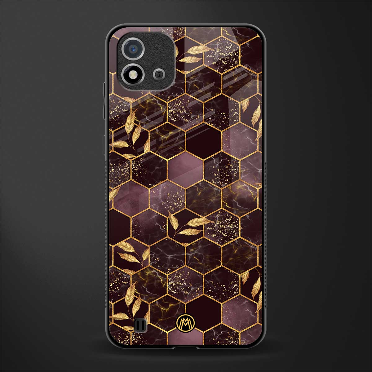 black maroon tile marble glass case for realme c20 image