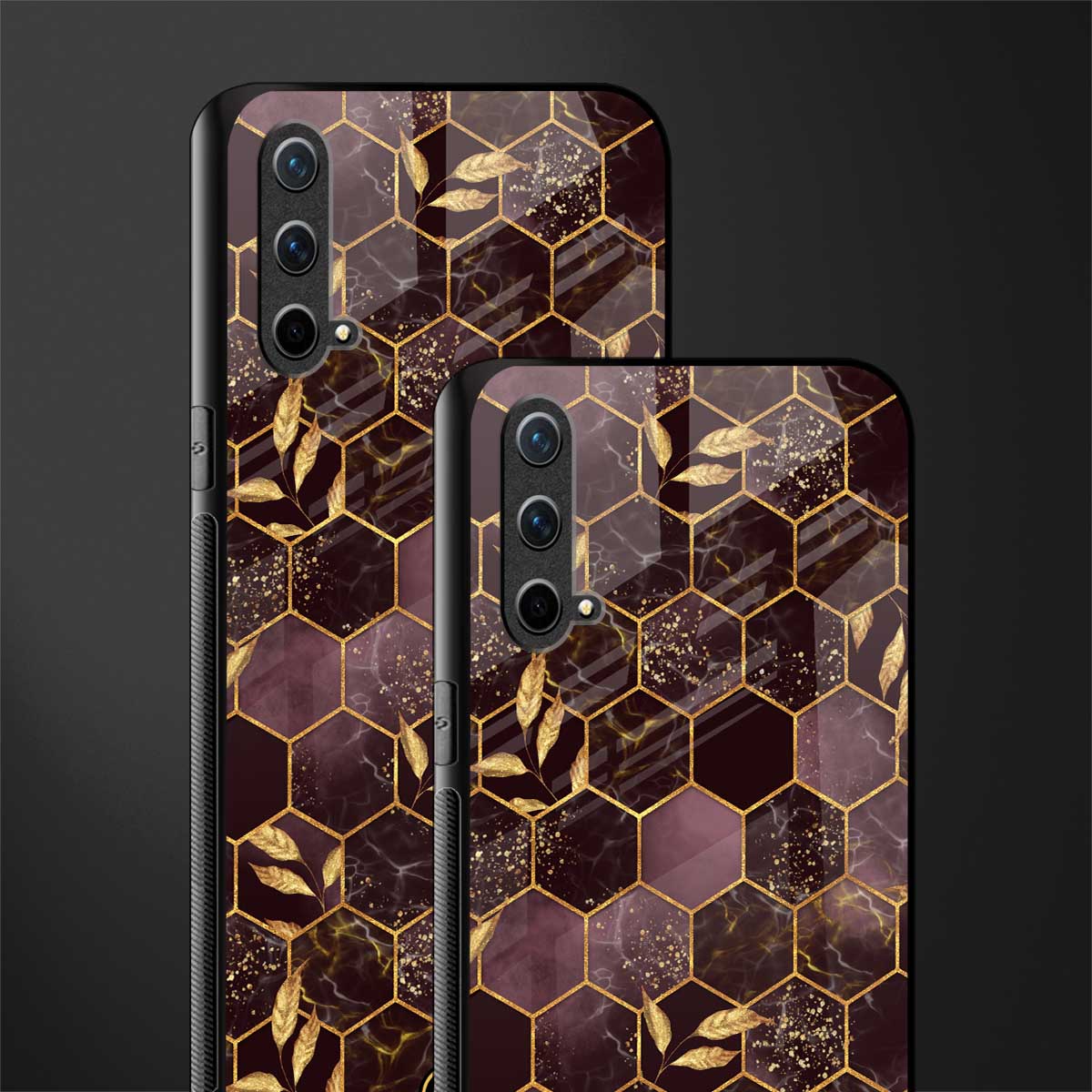 black maroon tile marble glass case for oneplus nord ce 5g image-2