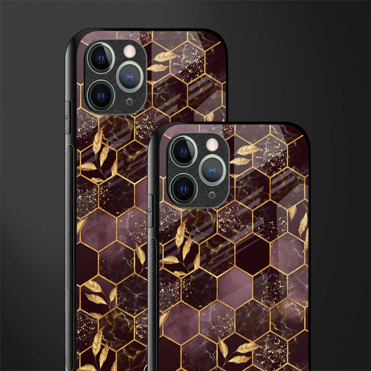 black maroon tile marble glass case for iphone 11 pro max image-2