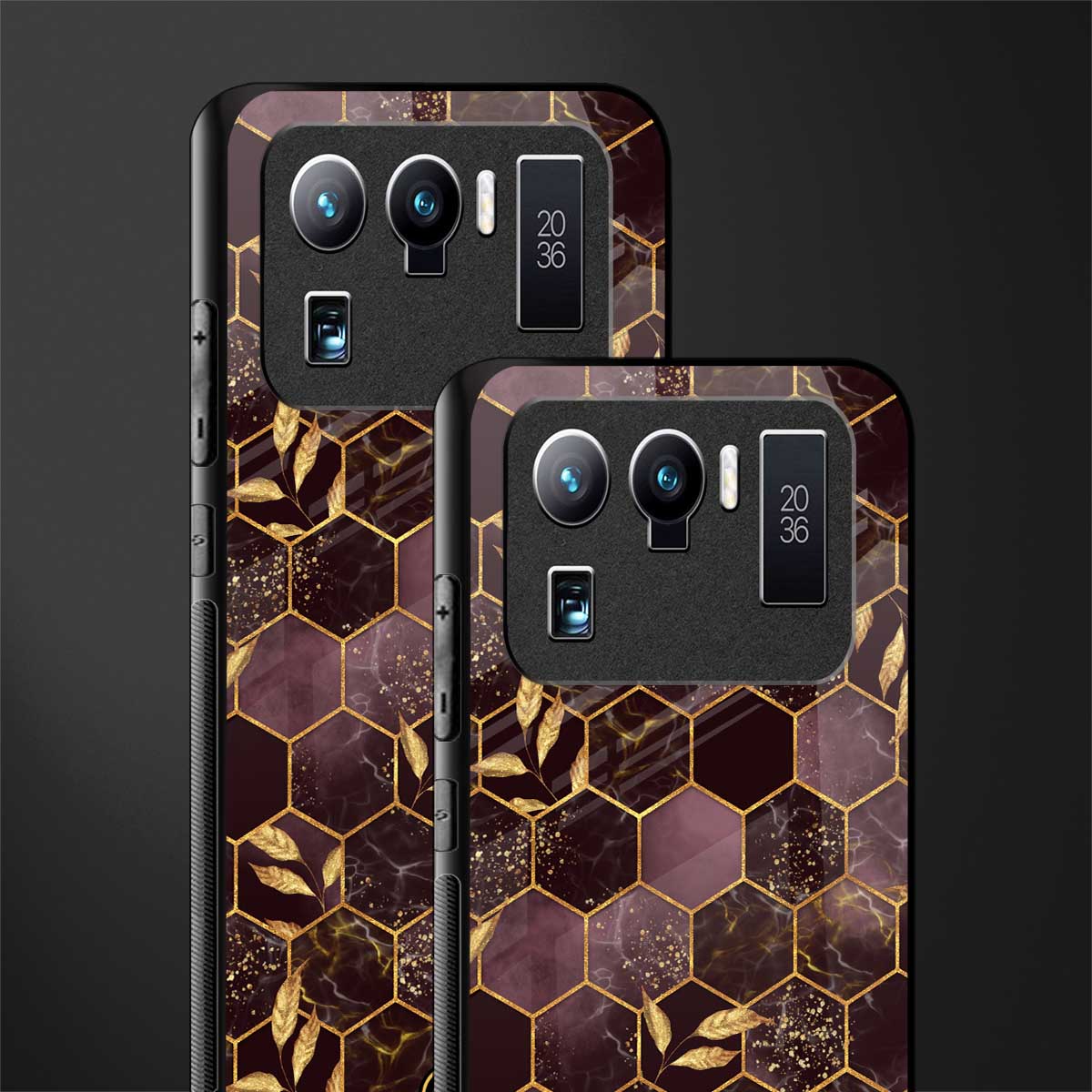 black maroon tile marble glass case for mi 11 ultra 5g image-2
