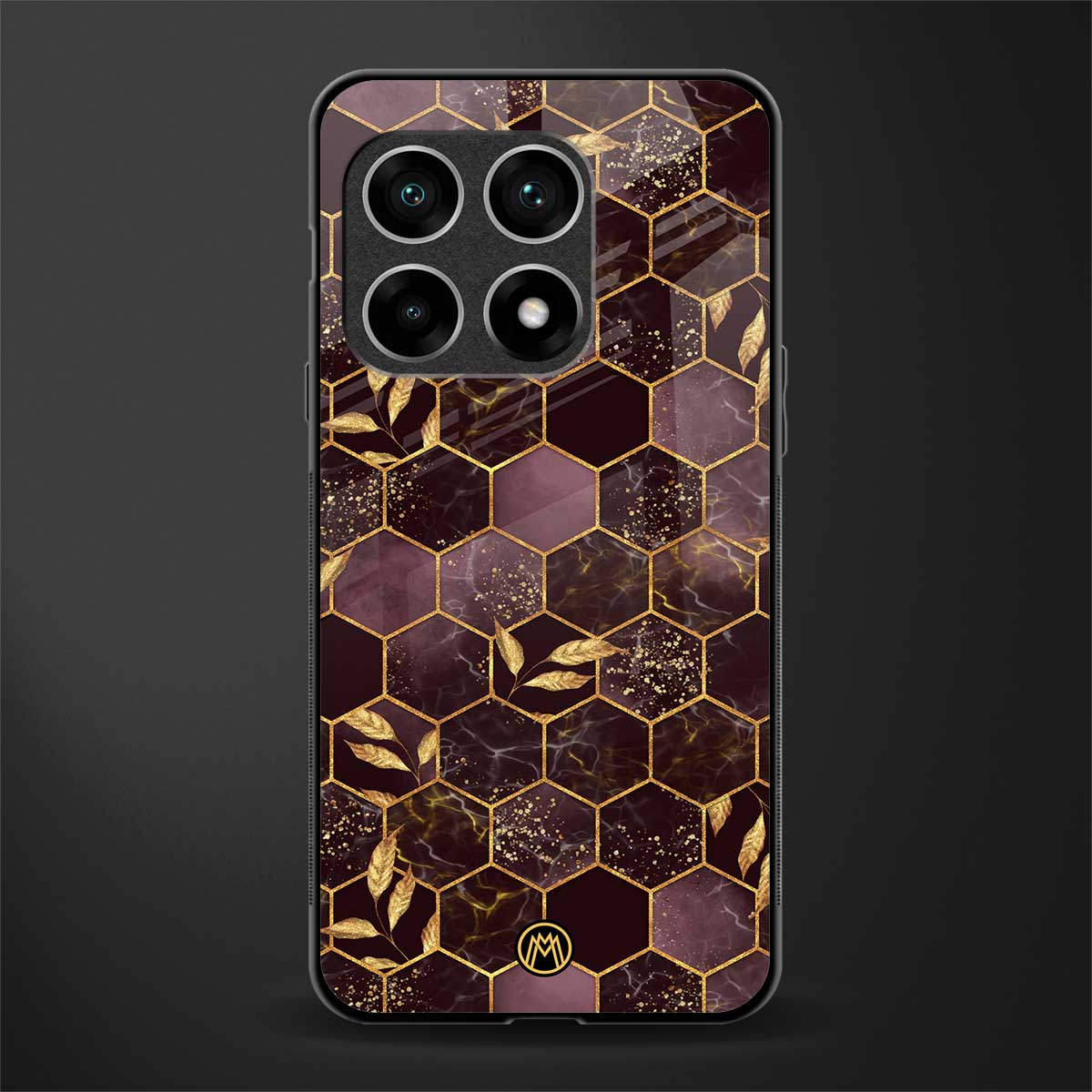 black maroon tile marble glass case for oneplus 10 pro 5g image
