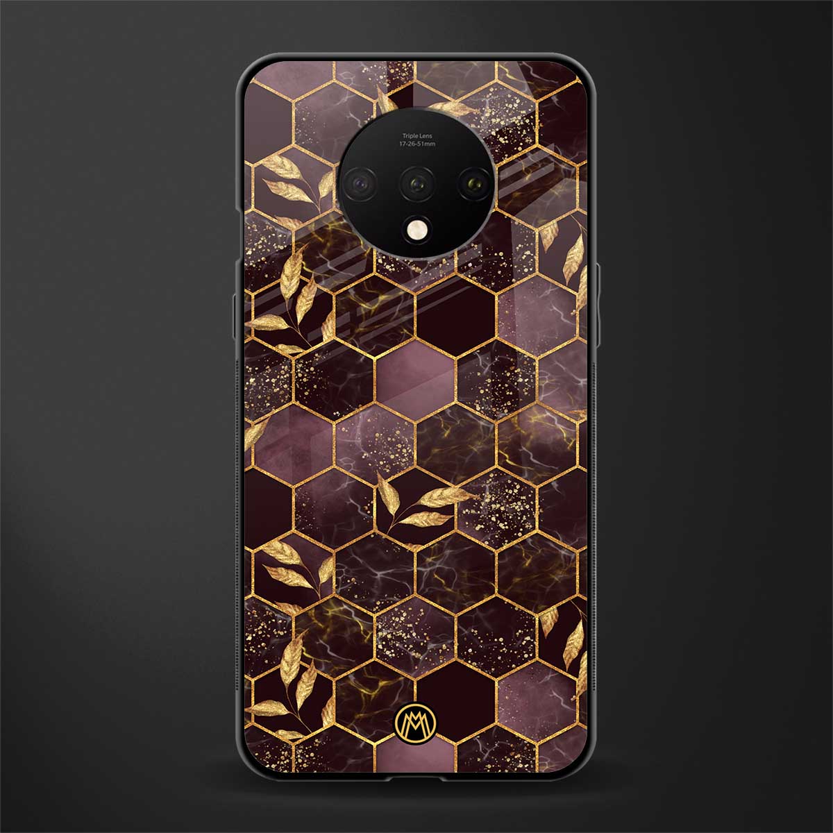black maroon tile marble glass case for oneplus 7t image