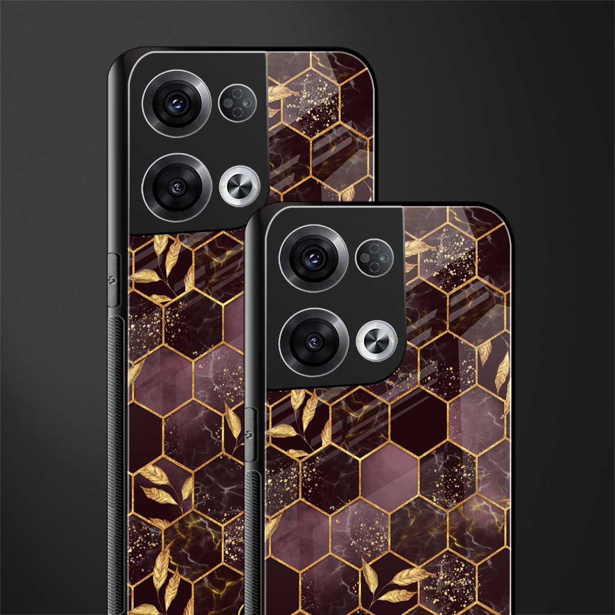 black maroon tile marble back phone cover | glass case for oppo reno 8 pro