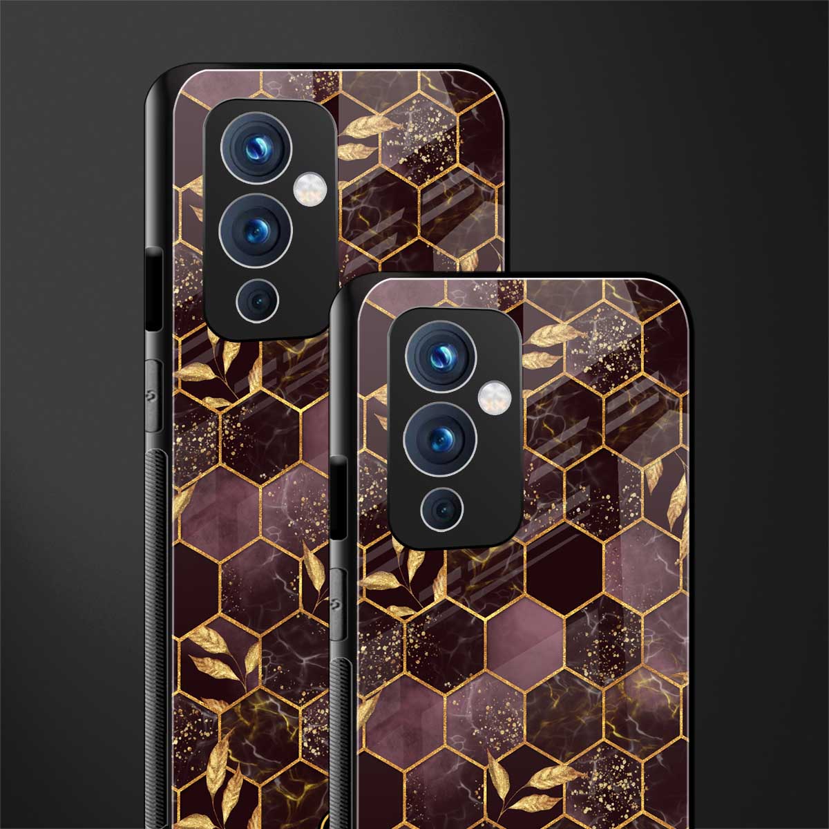 black maroon tile marble back phone cover | glass case for oneplus 9