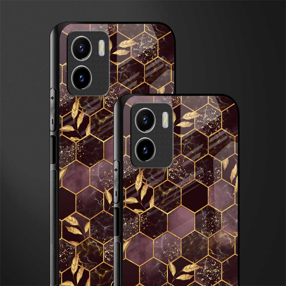 black maroon tile marble back phone cover | glass case for vivo y72