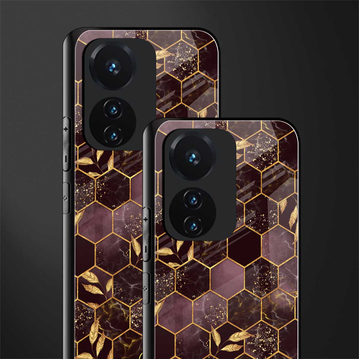 black maroon tile marble back phone cover | glass case for vivo t1 44w 4g