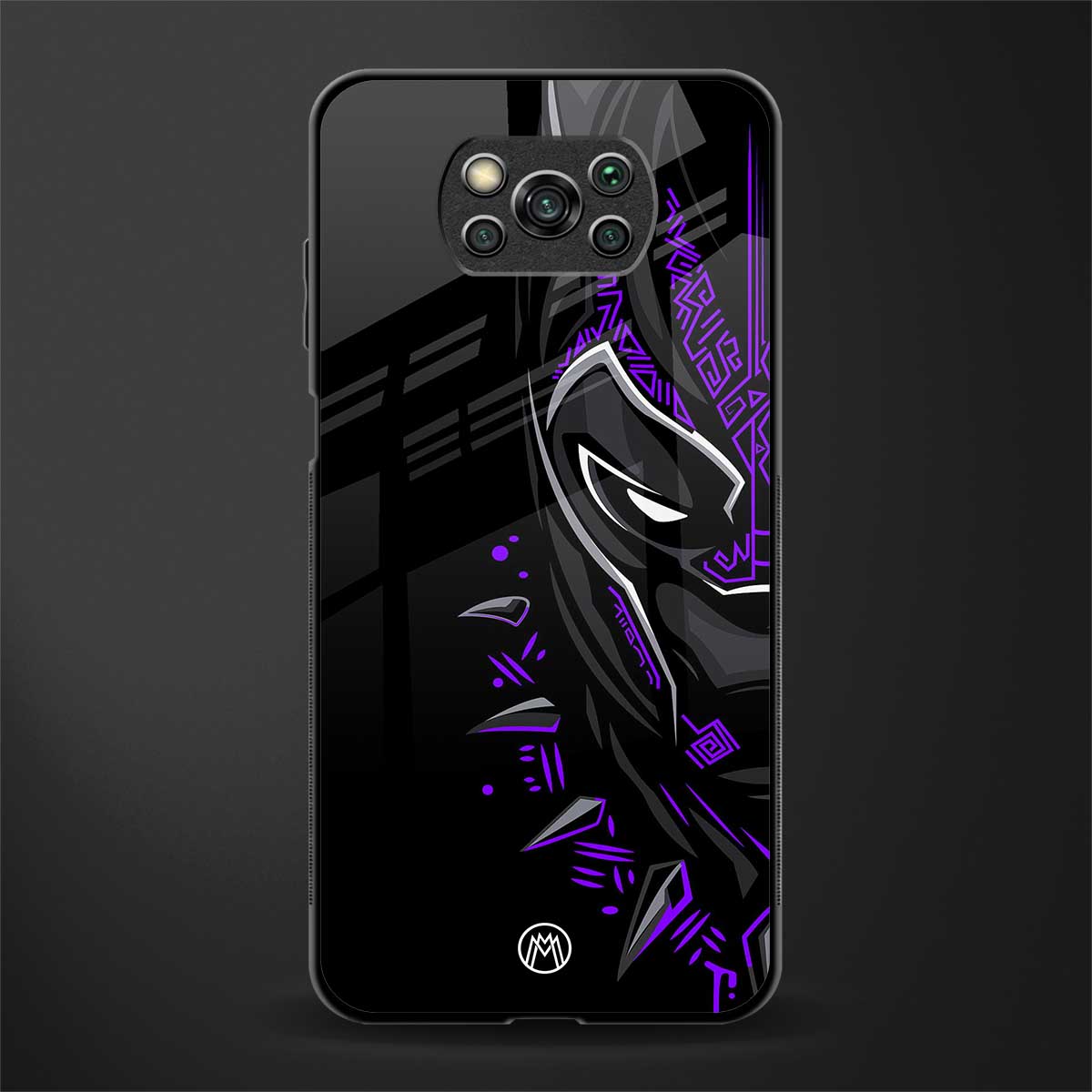 black panther superhero glass case for poco x3 image