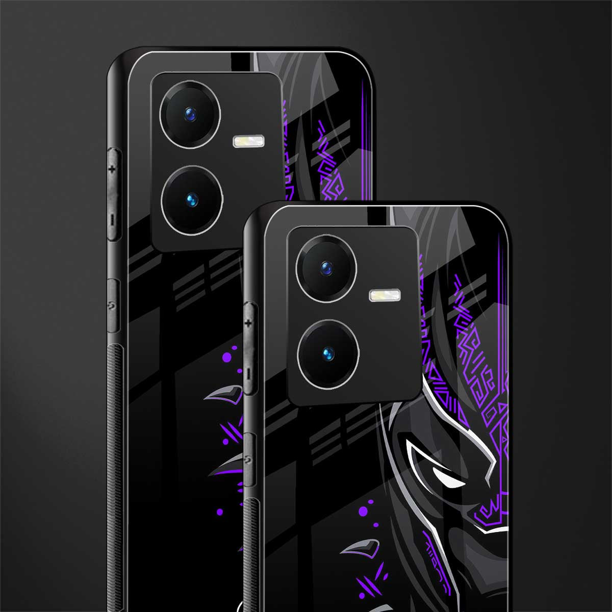 black panther superhero back phone cover | glass case for vivo y22