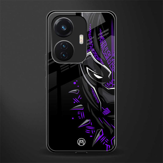 black panther superhero back phone cover | glass case for vivo t1 44w 4g