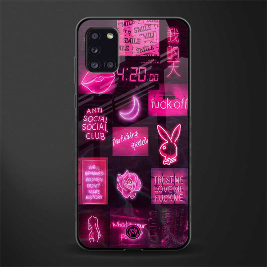 black pink aesthetic collage glass case for samsung galaxy a31 image