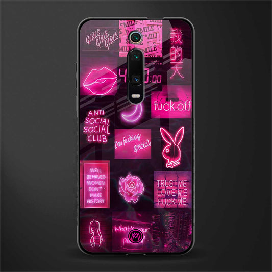 black pink aesthetic collage glass case for redmi k20 image
