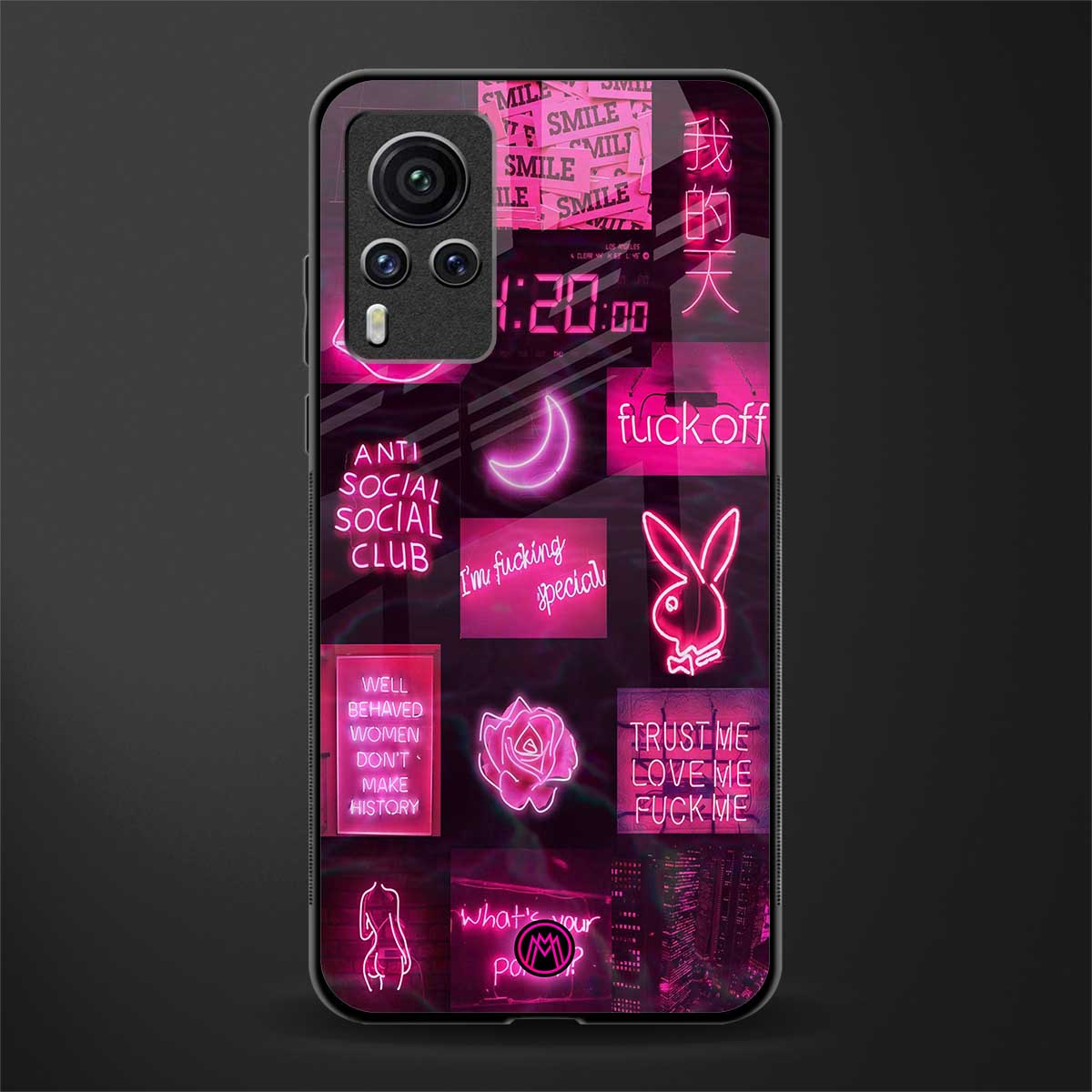 black pink aesthetic collage glass case for vivo x60 pro image