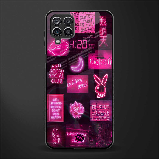 black pink aesthetic collage back phone cover | glass case for samsung galaxy a22 4g