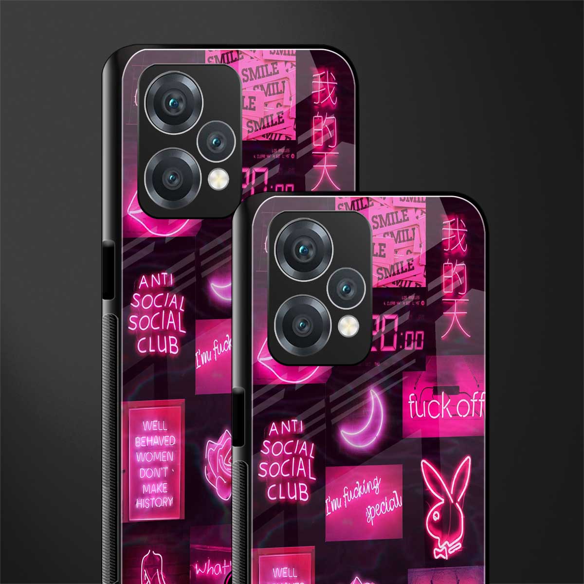 black pink aesthetic collage back phone cover | glass case for realme 9 pro 5g