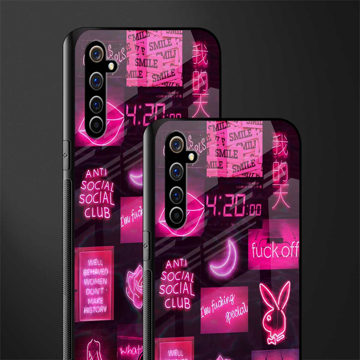 black pink aesthetic collage glass case for realme x50 pro image-2