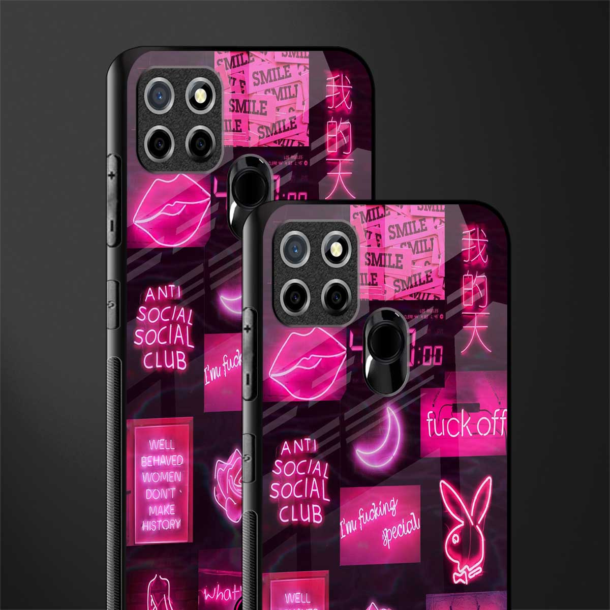 black pink aesthetic collage glass case for realme narzo 20 image-2