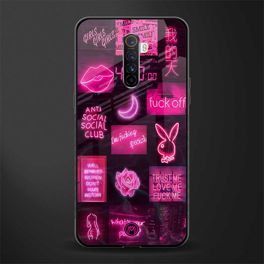 black pink aesthetic collage glass case for realme x2 pro image
