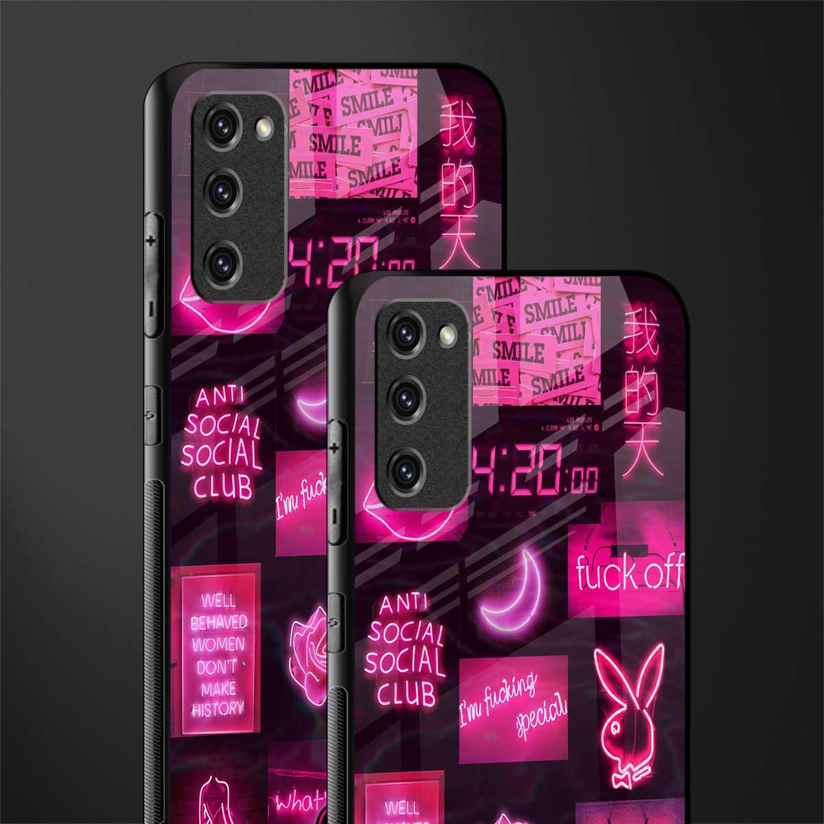 black pink aesthetic collage glass case for samsung galaxy s20 fe image-2