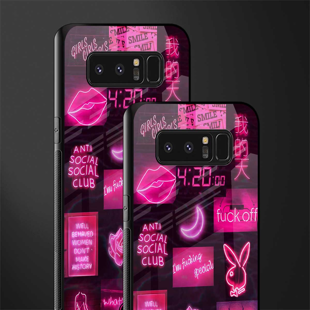 black pink aesthetic collage glass case for samsung galaxy note 8 image-2