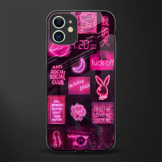black pink aesthetic collage glass case for iphone 12 image