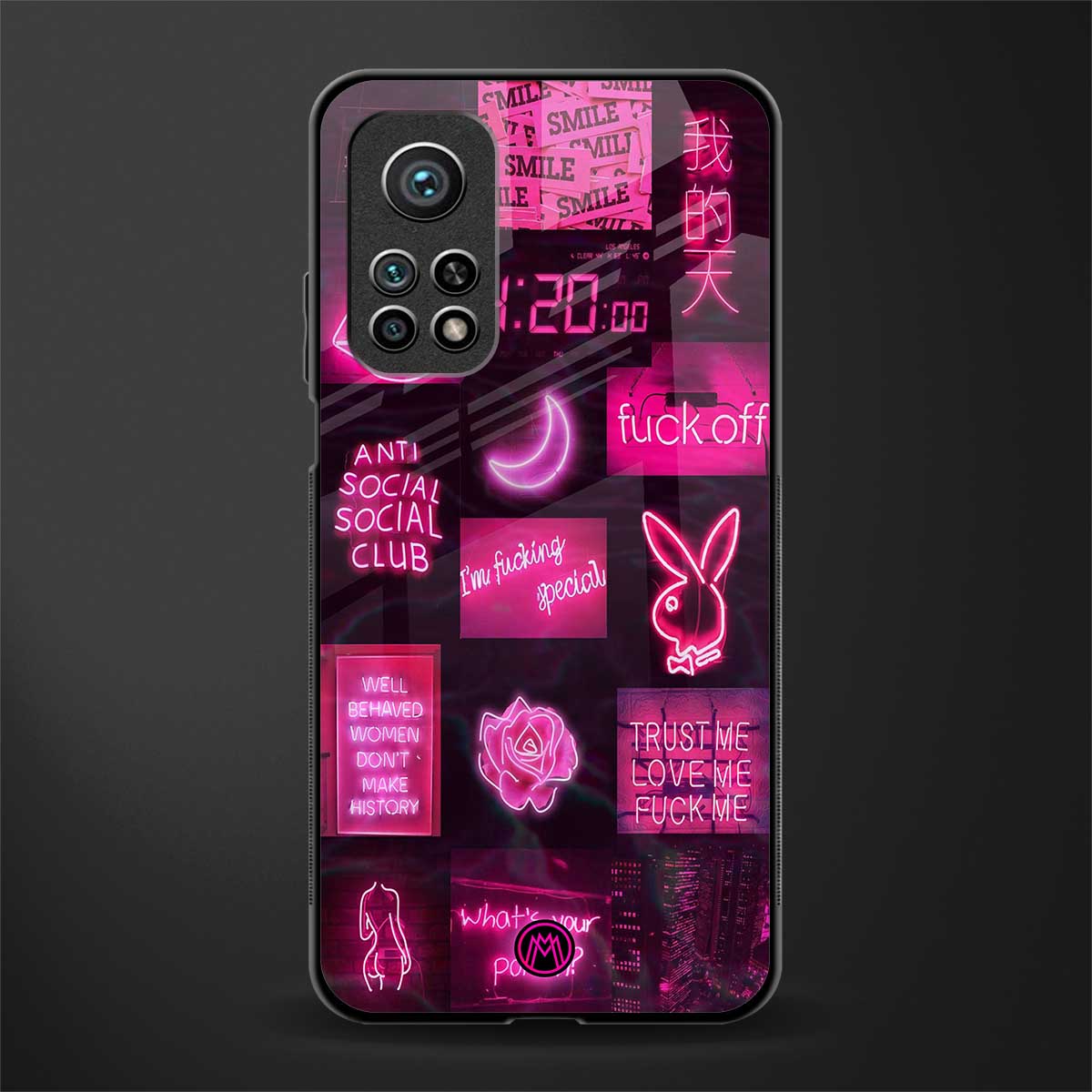 black pink aesthetic collage glass case for mi 10t 5g image