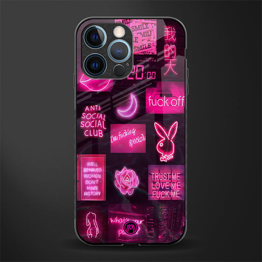 black pink aesthetic collage glass case for iphone 14 pro image