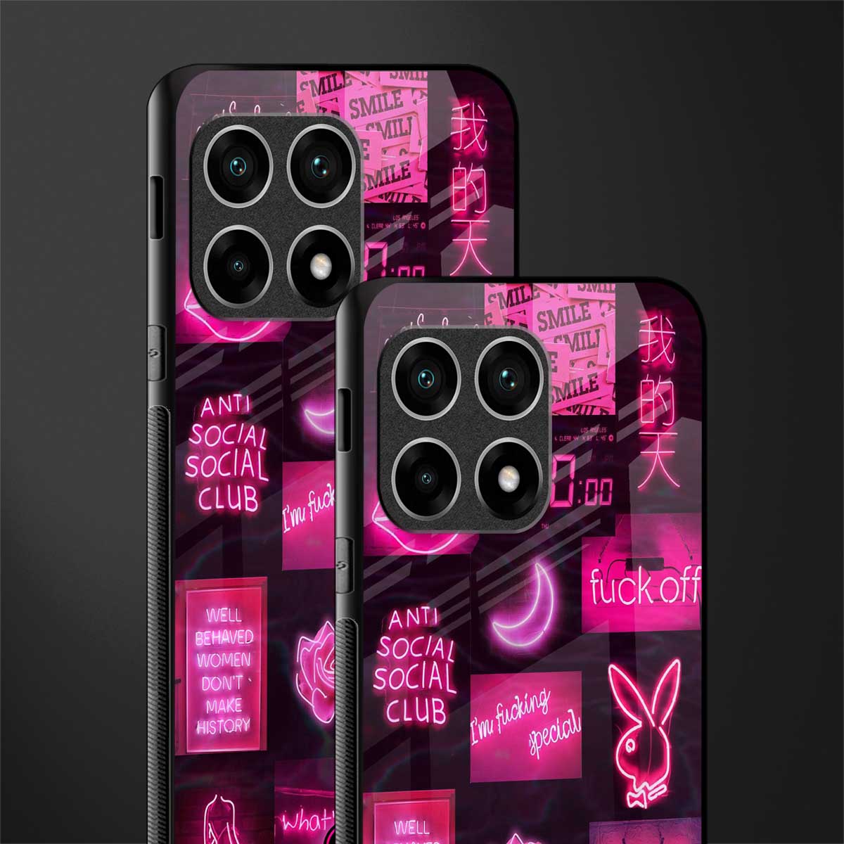 black pink aesthetic collage glass case for oneplus 10 pro 5g image-2