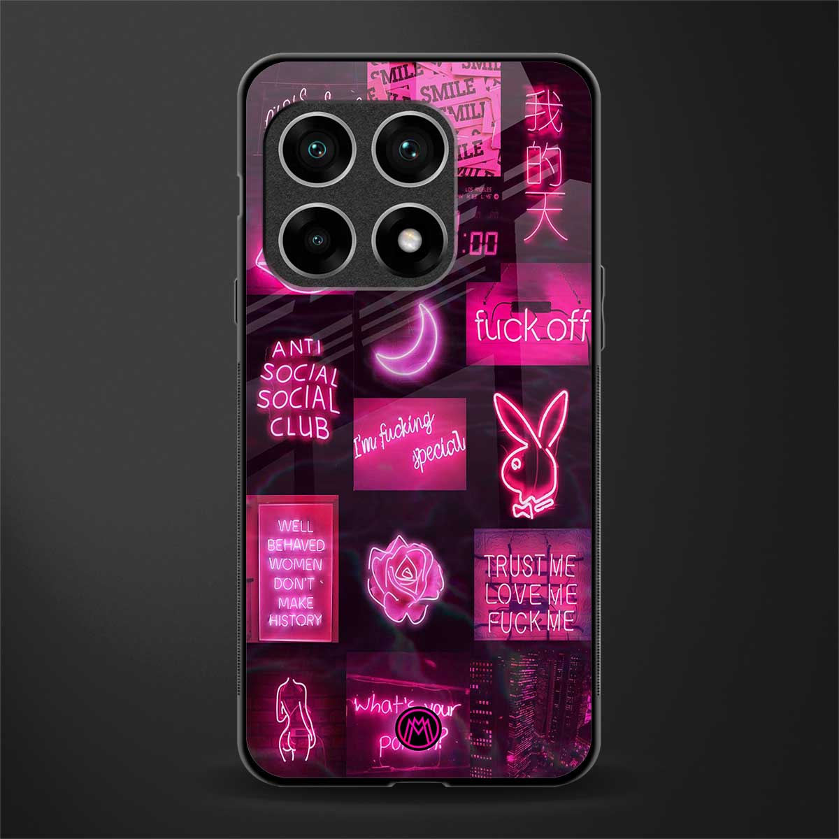 black pink aesthetic collage glass case for oneplus 10 pro 5g image