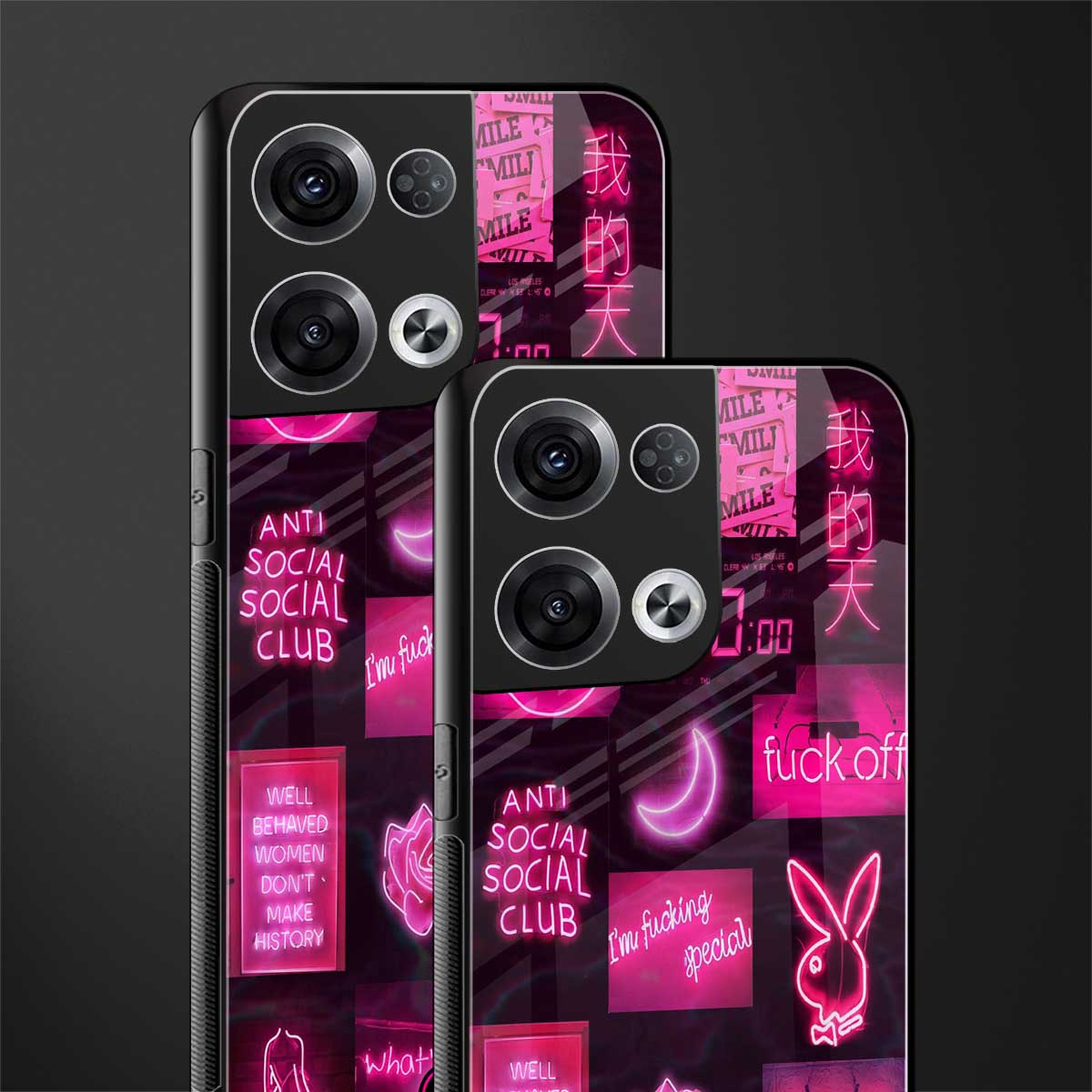 black pink aesthetic collage back phone cover | glass case for oppo reno 8 pro