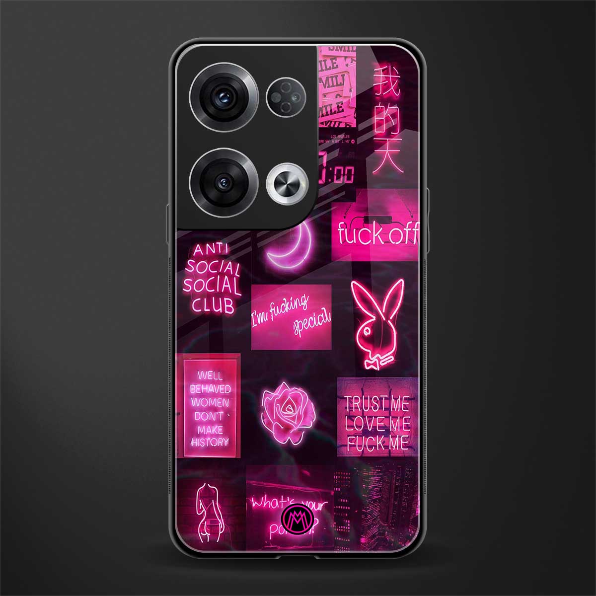 black pink aesthetic collage back phone cover | glass case for oppo reno 8 pro
