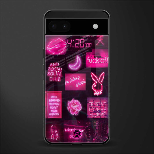 black pink aesthetic collage back phone cover | glass case for google pixel 6a