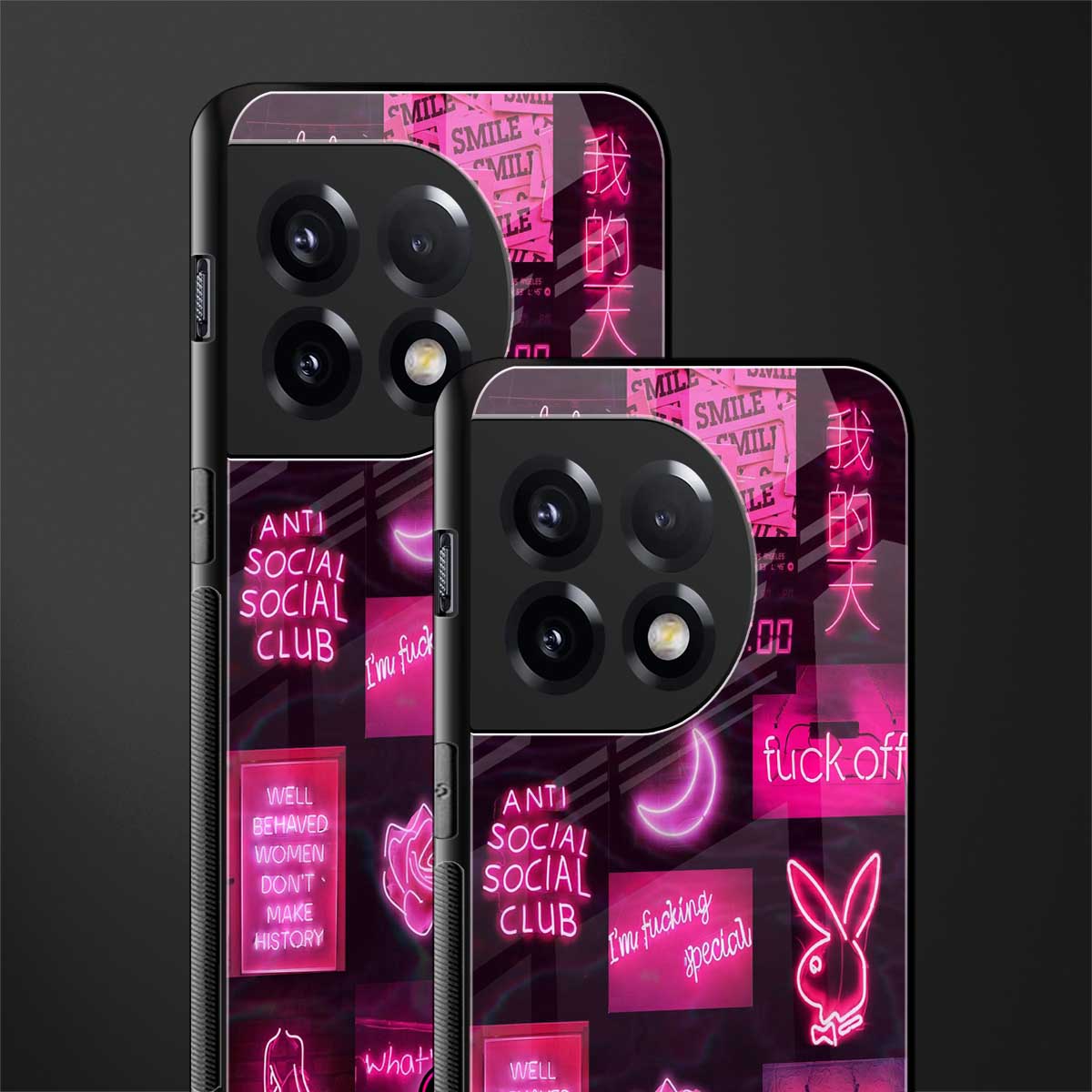 black pink aesthetic collage back phone cover | glass case for oneplus 11r
